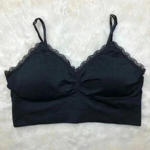 George Bralette Lace  Trim Black Size Medium